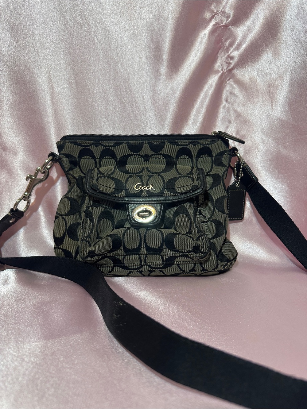 Coach Black & Charcoal Signature Canvas Crossbody